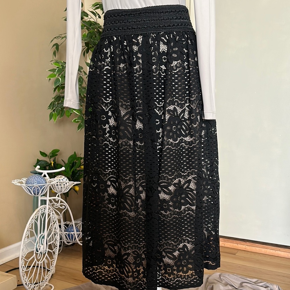 Metro Wear Black Smocked Maxi Skirt for Night Out